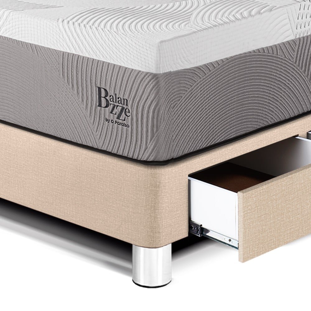 DORMITORIO CON CAJONES PARAÍSO ROYAL BALANZZE 1.5 PLAZAS + CABECERA GOLD CHAMPAGNE + 1 ALMOHADA VISCOELÁSTICA - 2