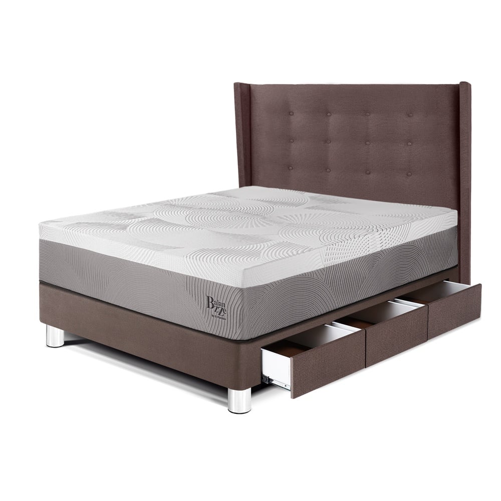 DORMITORIO CON CAJONES PARAÍSO ROYAL BALANZZE 1.5 PLAZAS + CABECERA GOLD CHOCOLATE + 1 ALMOHADA VISCOELÁSTICA - 1