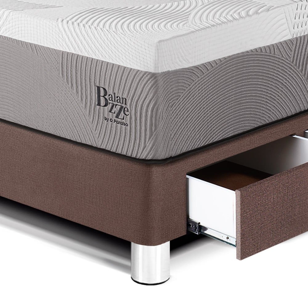 DORMITORIO CON CAJONES PARAÍSO ROYAL BALANZZE 1.5 PLAZAS + CABECERA GOLD CHOCOLATE + 1 ALMOHADA VISCOELÁSTICA - 2