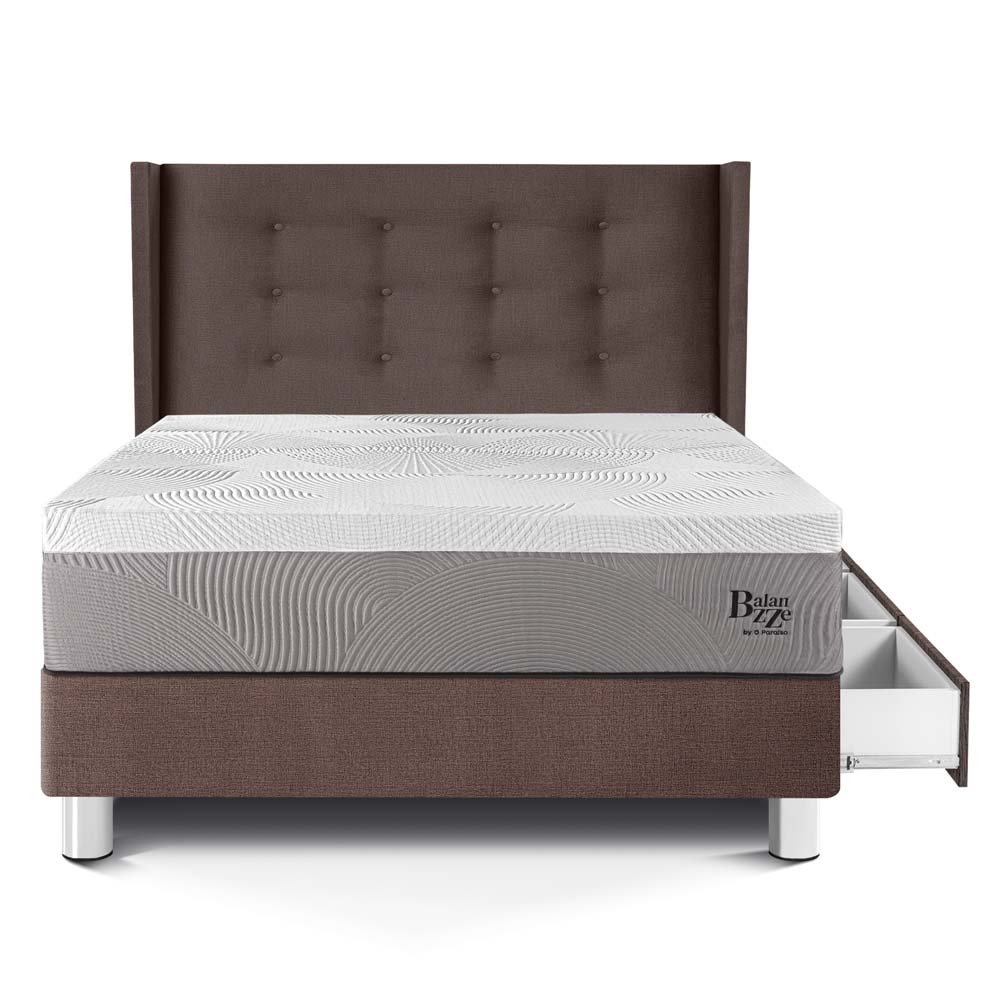 DORMITORIO CON CAJONES PARAÍSO ROYAL BALANZZE 1.5 PLAZAS + CABECERA GOLD CHOCOLATE + 1 ALMOHADA VISCOELÁSTICA - 3