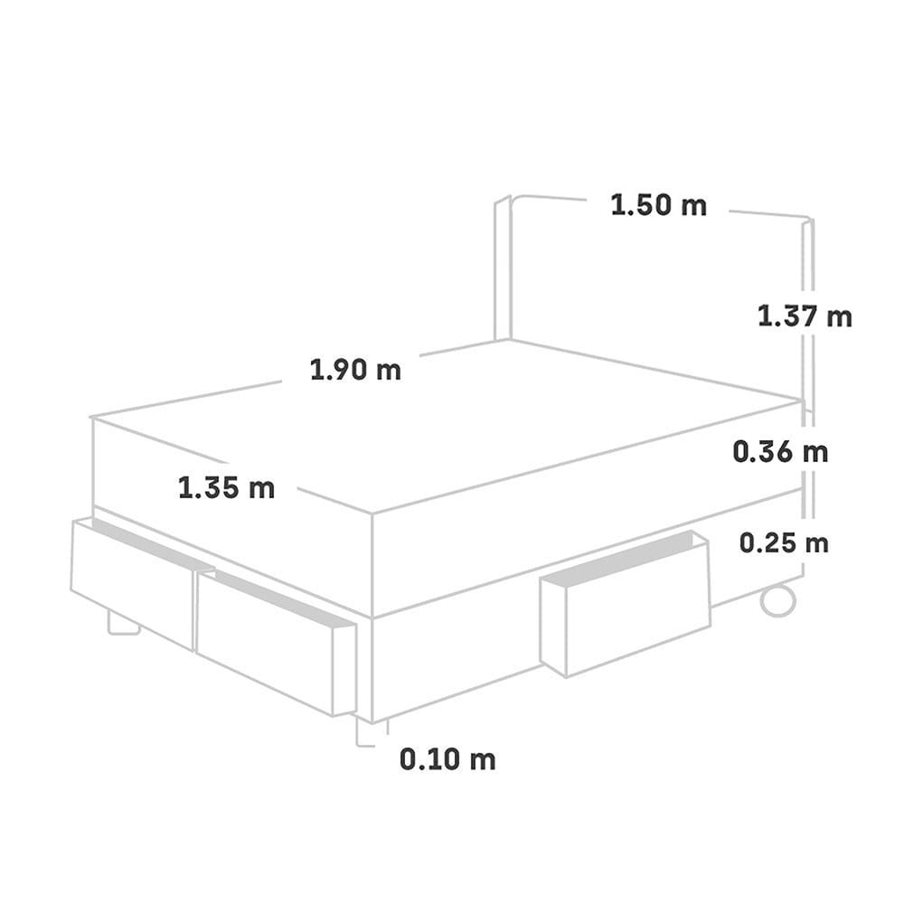 DORMITORIO CON CAJONES PARAÍSO ROYAL BALANZZE 2 PLAZAS + CABECERA GOLD CHAMPAGNE + 2 ALMOHADAS VISCOELÁSTICAS - 5