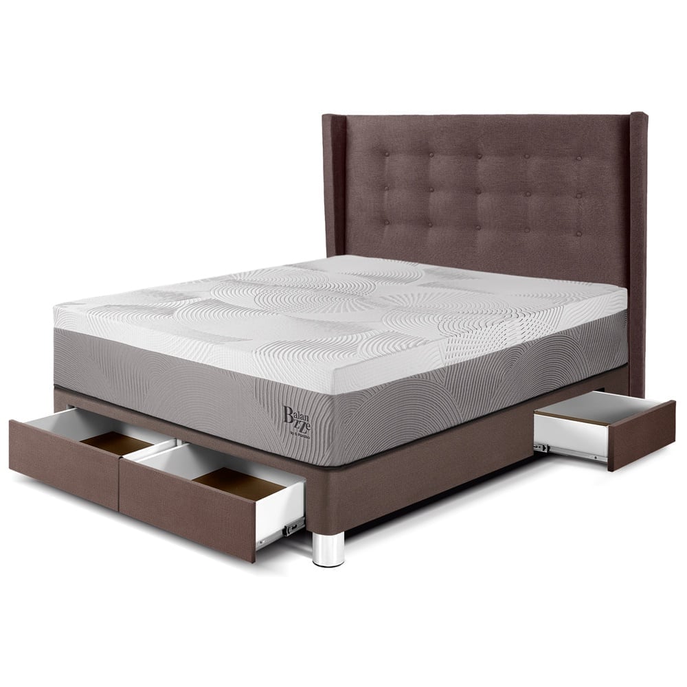 DORMITORIO CON CAJONES PARAÍSO ROYAL BALANZZE 2 PLAZAS + CABECERA GOLD CHOCOLATE + 2 ALMOHADAS VISCOELÁSTICAS - 1