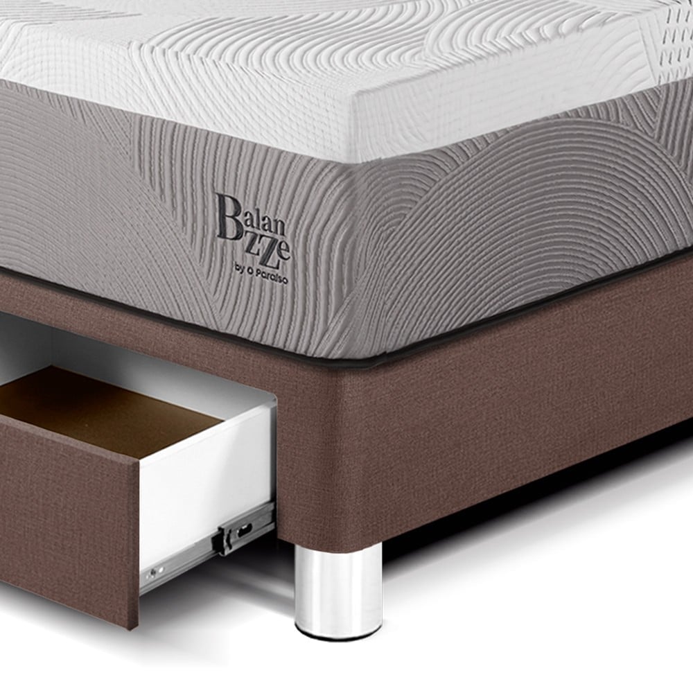 DORMITORIO CON CAJONES PARAÍSO ROYAL BALANZZE 2 PLAZAS + CABECERA GOLD CHOCOLATE + 2 ALMOHADAS VISCOELÁSTICAS - 2