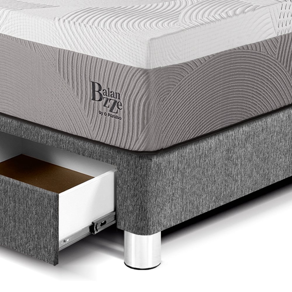 DORMITORIO CON CAJONES PARAÍSO ROYAL BALANZZE KING + CABECERA GOLD GRIS + 2 ALMOHADAS VISCOELÁSTICAS - 2