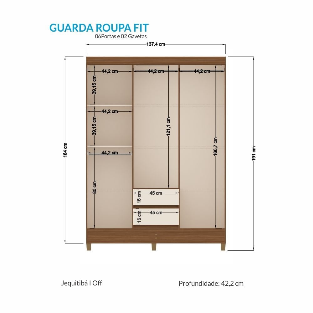 ROPERO RIPLEY HOME FIT 6 PUERTAS 2 CAJONES CREMA - 4