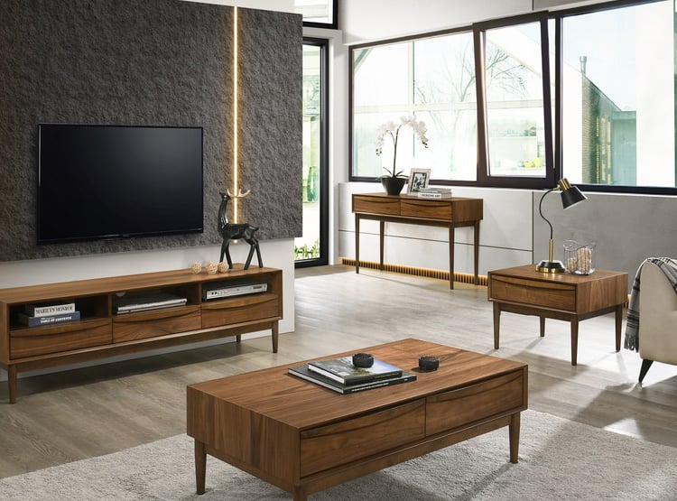 MESA SALA CENTRO RIPLEY HOME MID CENTURY MARRÓN 120 X 60 CM CAJÓN - 1
