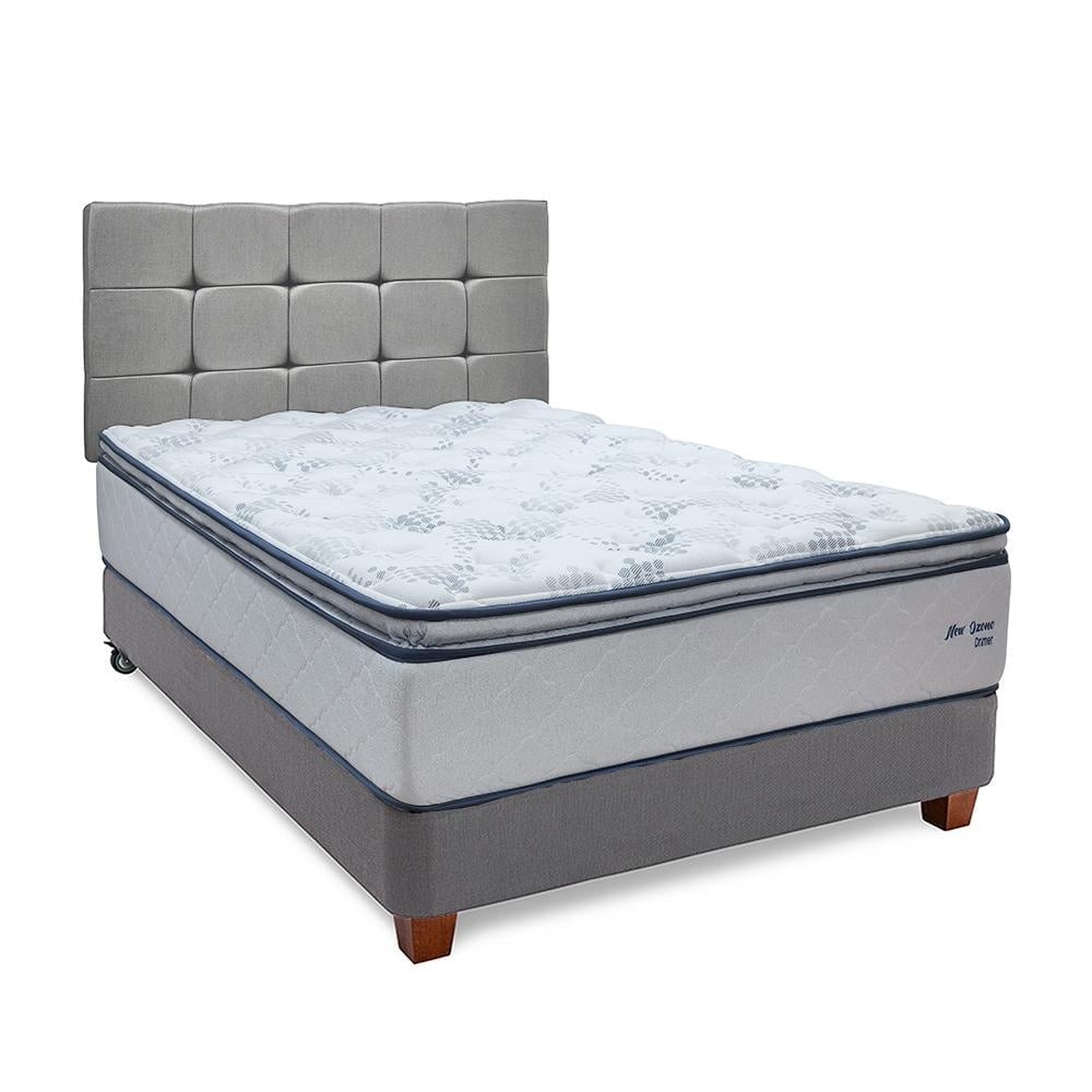 DORMITORIO AMERICANO DRIMER NEW OZONO 1.5 PLAZAS + BOX TARIMA GRIS PLATA - 1