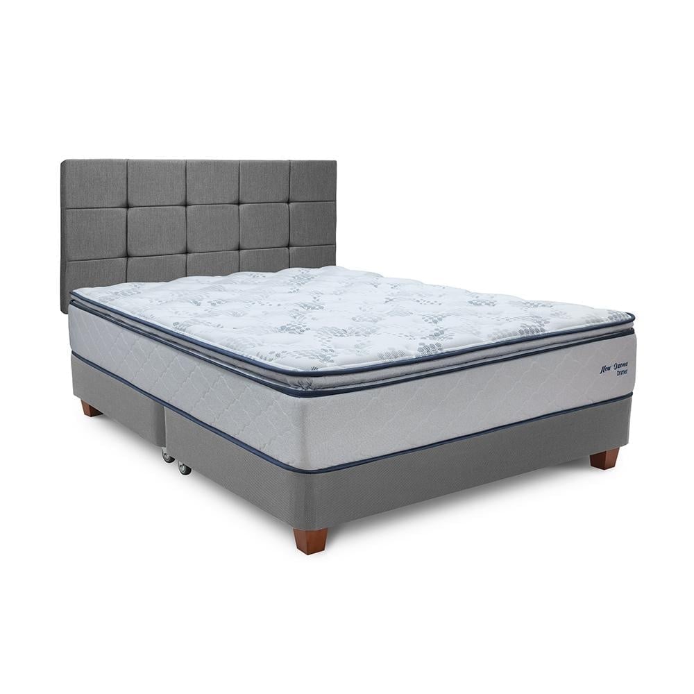 DORMITORIO AMERICANO DRIMER NEW OZONO QUEEN + BOX TARIMA GRIS PLATA - 1