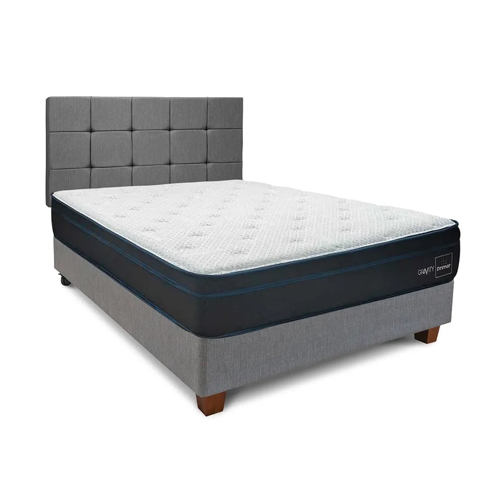 DORMITORIO AMERICANO DRIMER GRAVITY 2 PLAZAS + BOX TARIMA GRIS PLATA - 1
