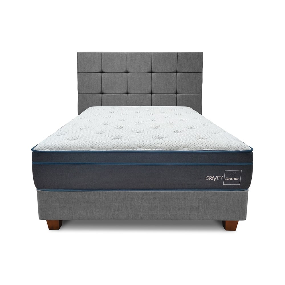 DORMITORIO AMERICANO DRIMER GRAVITY KING + BOX TARIMA GRIS PLATA + CABECERA - 2