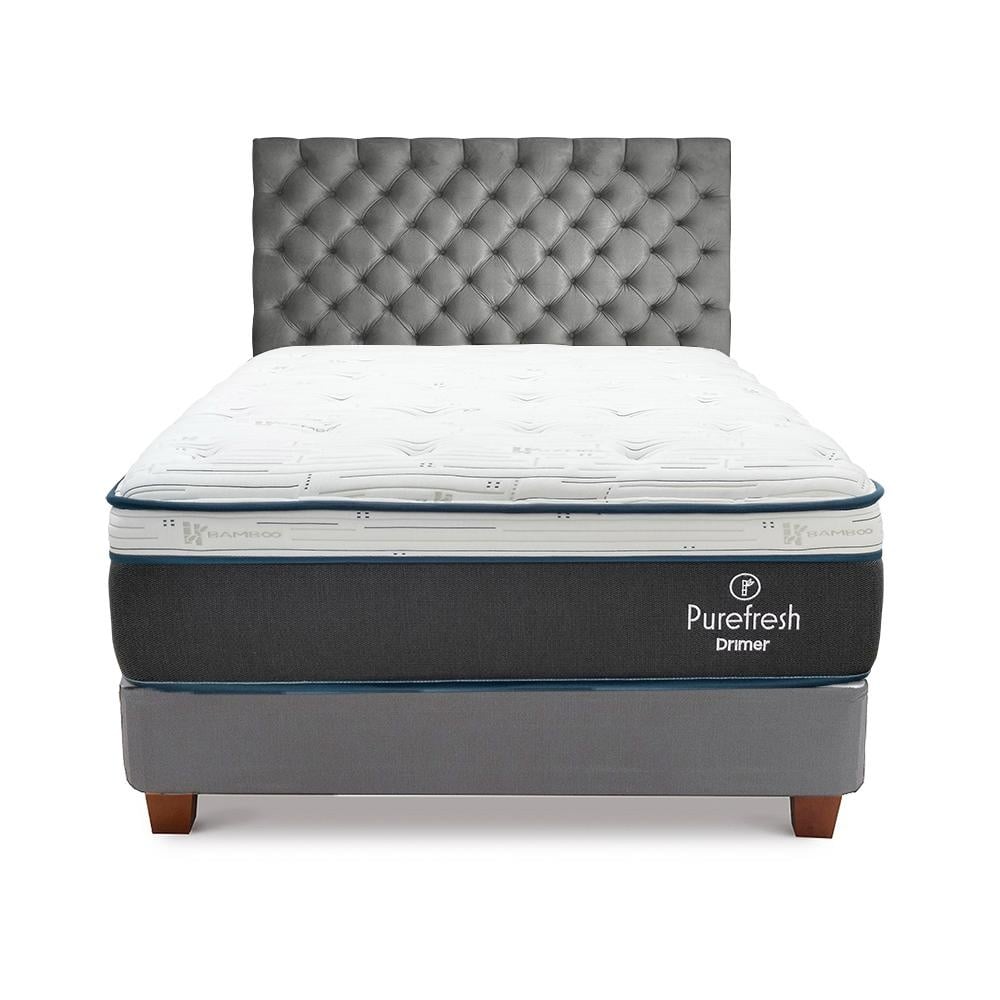 DORMITORIO AMERICANO DRIMER PURE FRESH 1.5 PLAZAS + BOX TARIMA GRIS PLATA - 2