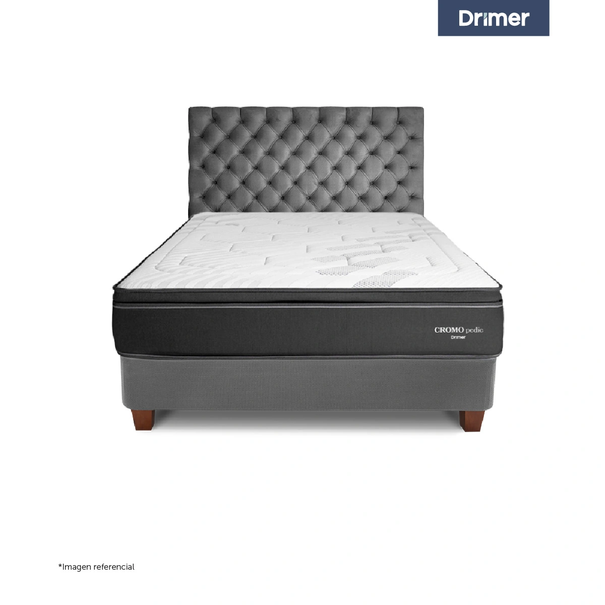 DORMITORIO AMERICANO DRIMER CROMOPEDIC 1.5 PLAZAS GRIS PLATA - 2