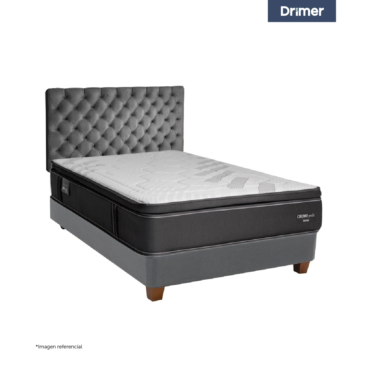 DORMITORIO AMERICANO DRIMER CROMOPEDIC 2 PLAZAS GRIS PLATA - 1