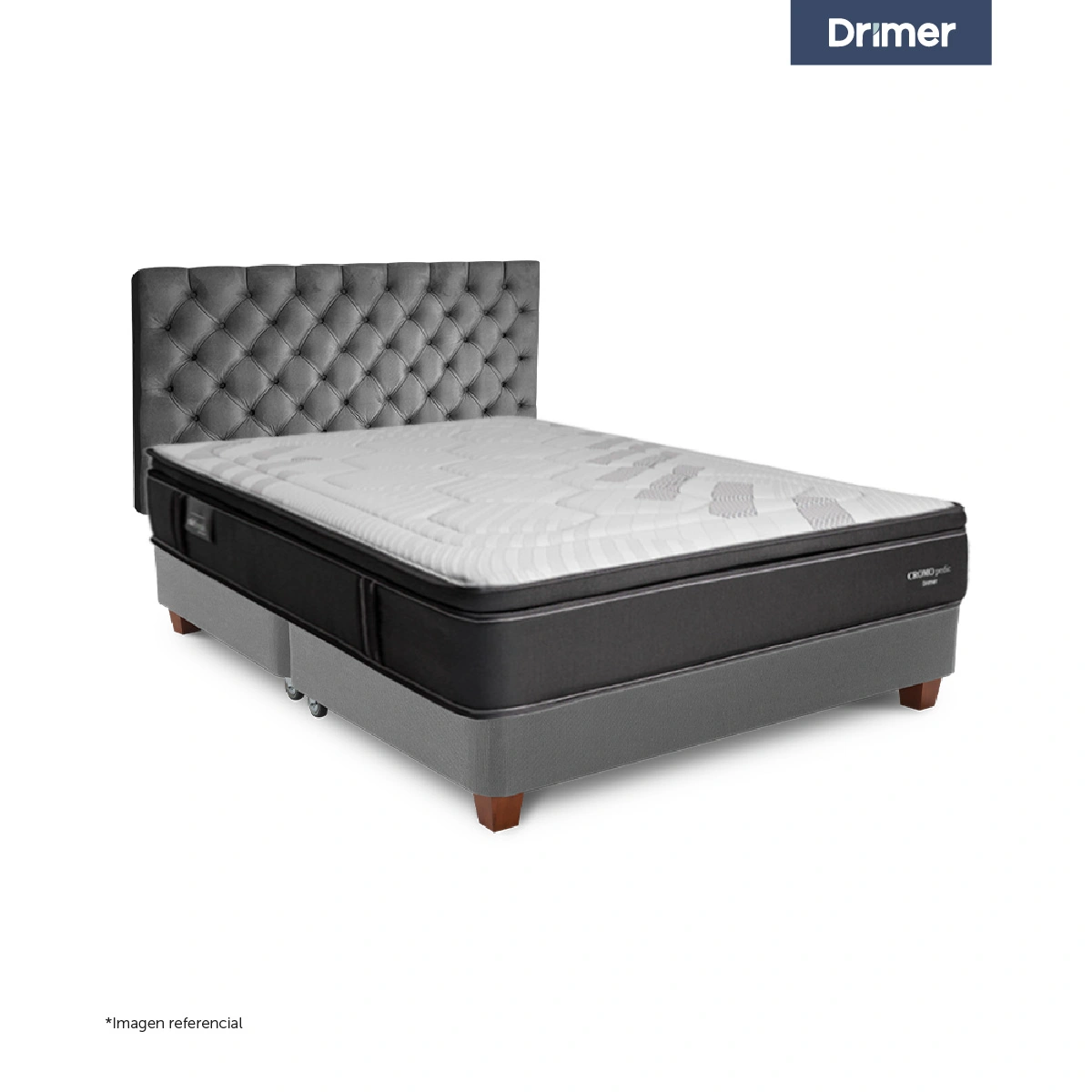 DORMITORIO AMERICANO DRIMER CROMOPEDIC QUEEN GRIS PLATA - 1