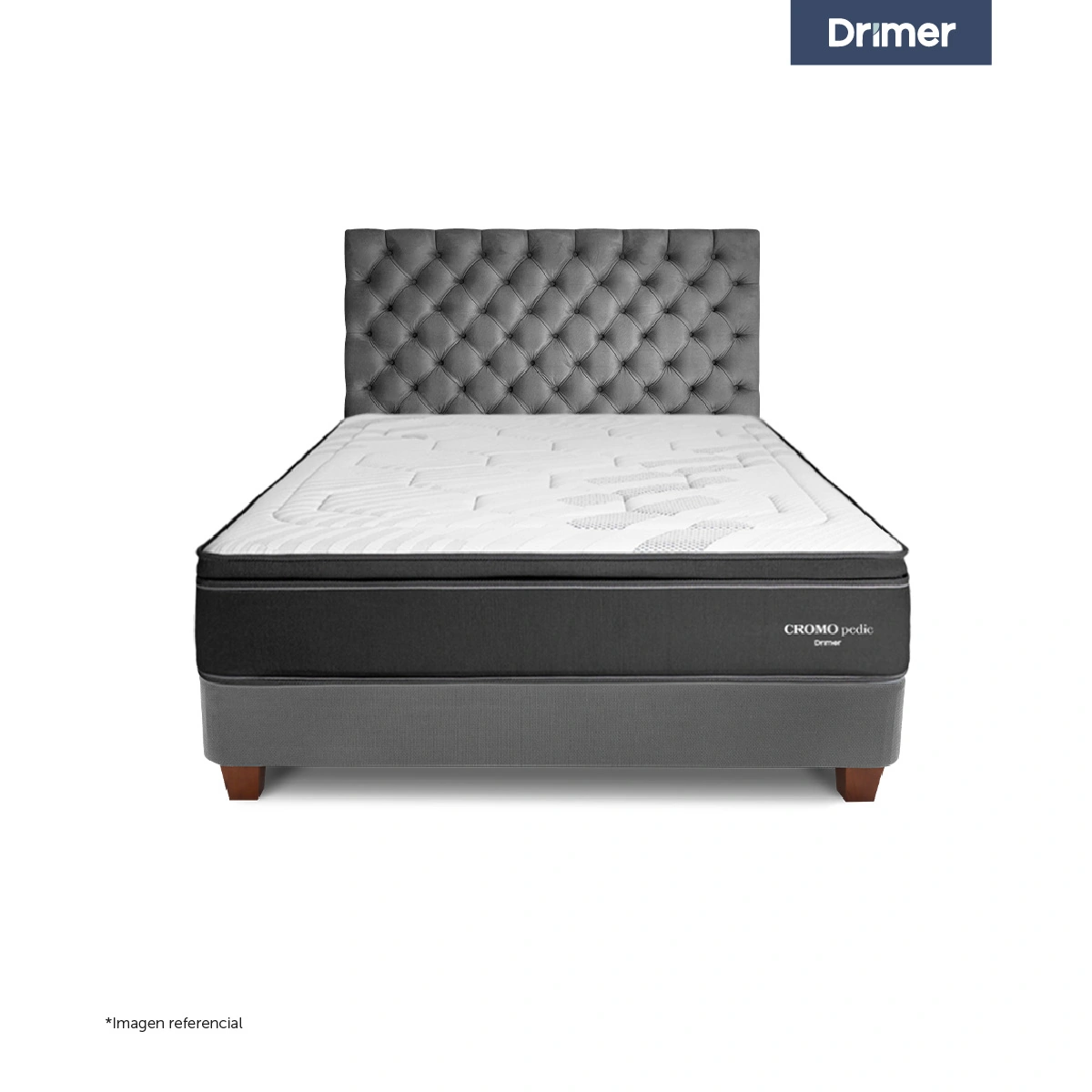 DORMITORIO AMERICANO DRIMER CROMOPEDIC QUEEN GRIS PLATA - 2