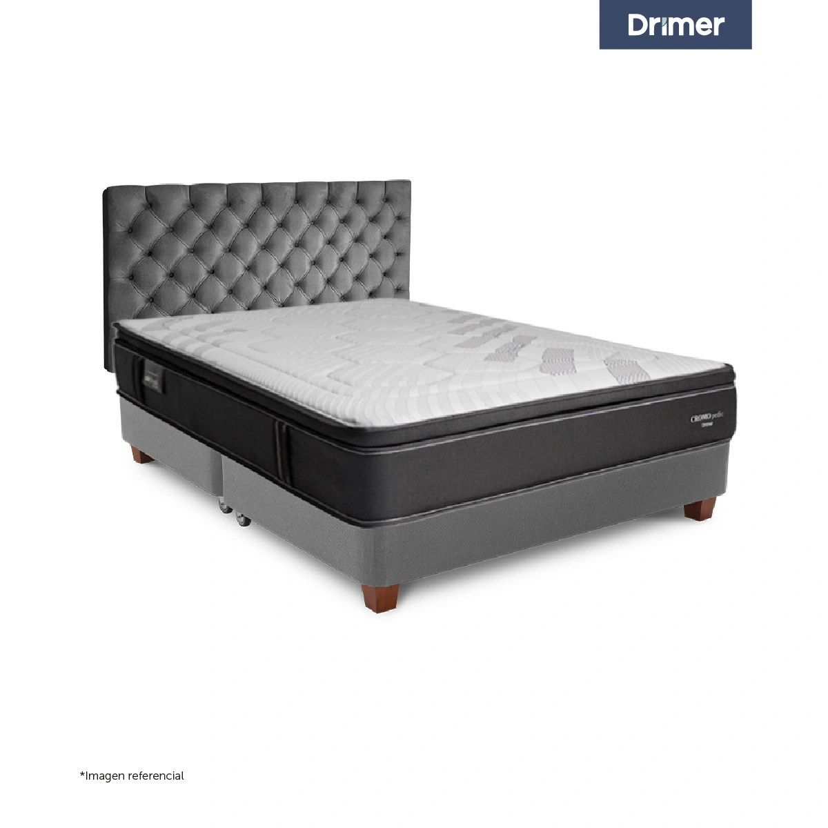 DORMITORIO AMERICANO DRIMER CROMOPEDIC KING GRIS PLATA - 1