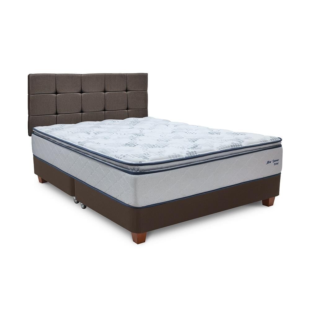 DORMITORIO AMERICANO DRIMER NEW OZONO QUEEN + BOX TARIMA MARRÓN + CABECERA - 1