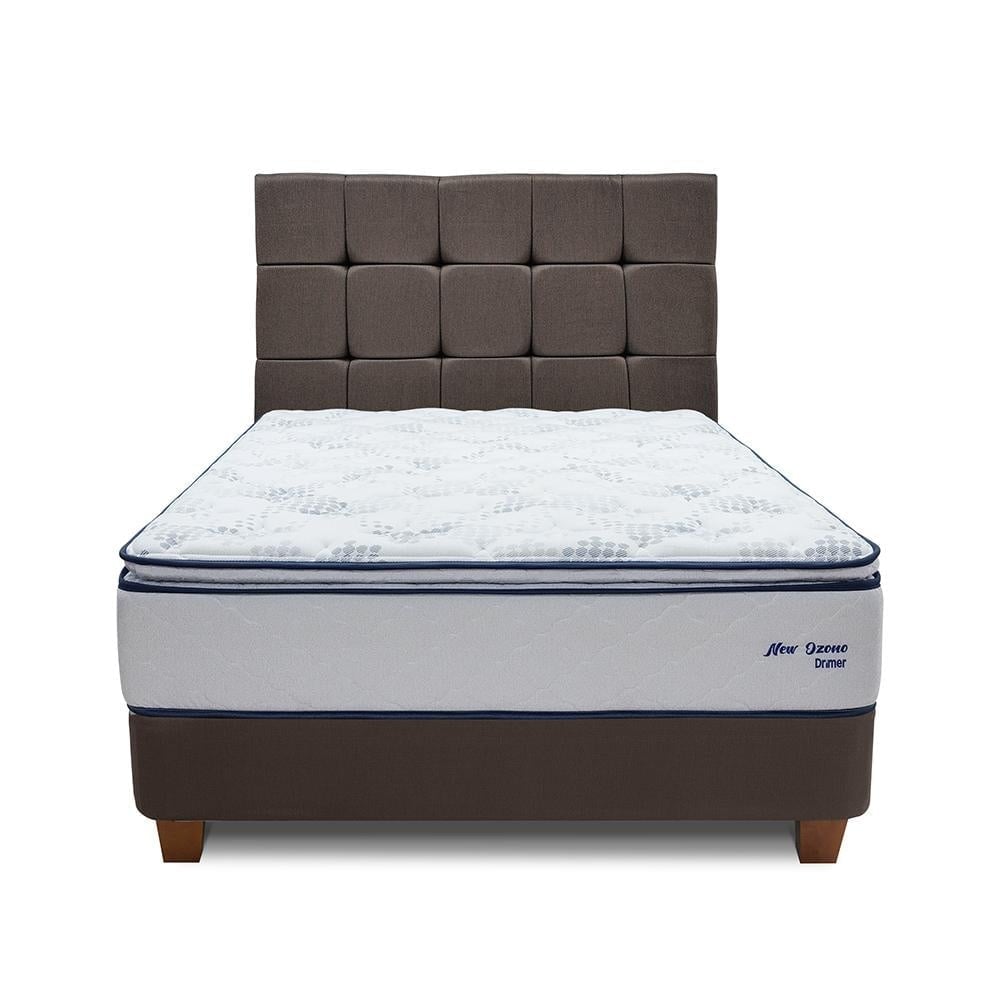 DORMITORIO AMERICANO DRIMER NEW OZONO QUEEN + BOX TARIMA MARRÓN + CABECERA - 2