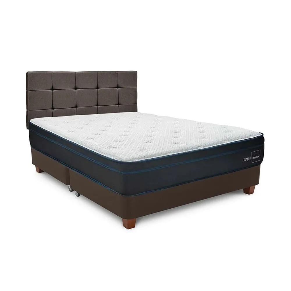 DORMITORIO AMERICANO DRIMER GRAVITY KING + BOX TARIMA MARRÓN + CABECERA - 1