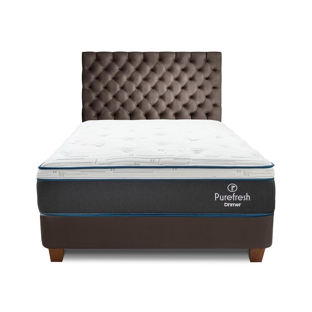 DORMITORIO AMERICANO DRIMER PURE FRESH KING + BOX TARIMA MARRÓN + CABECERA - 2
