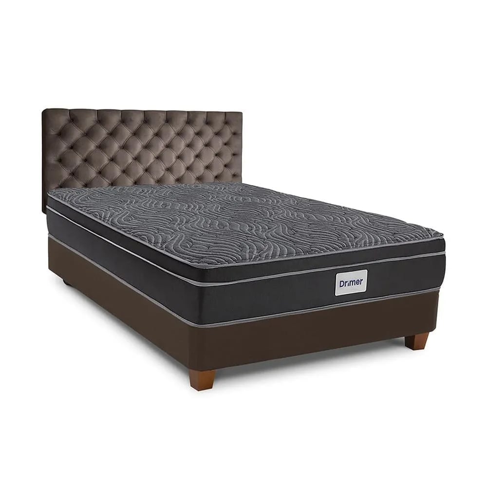 DORMITORIO AMERICANO DRIMER VENTUS 1.5 PLAZAS + BOX TARIMA MARRÓN + CABECERA - 1