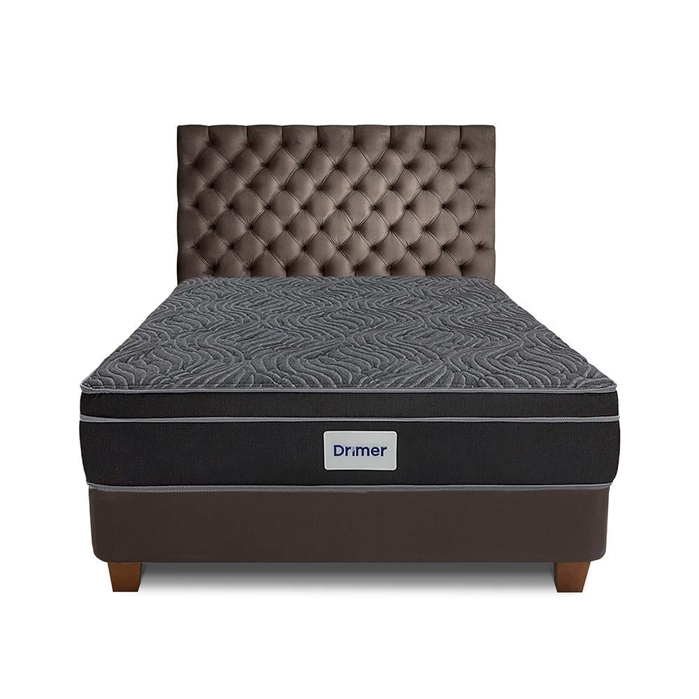 DORMITORIO AMERICANO DRIMER VENTUS KING + BOX TARIMA MARRÓN + CABECERA - 2