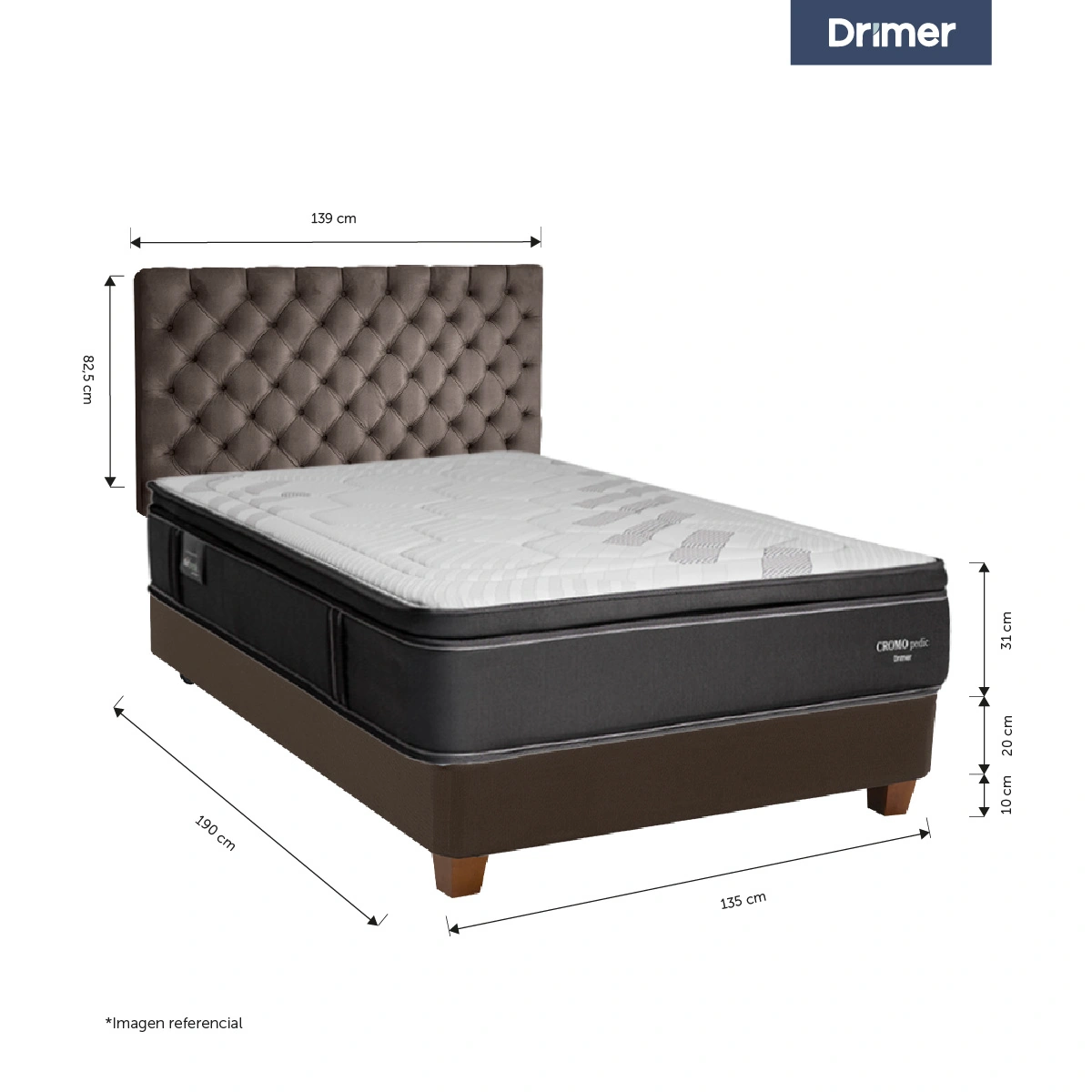 DORMITORIO AMERICANO DRIMER CROMOPEDIC 2 PLAZAS MARRÓN - 3