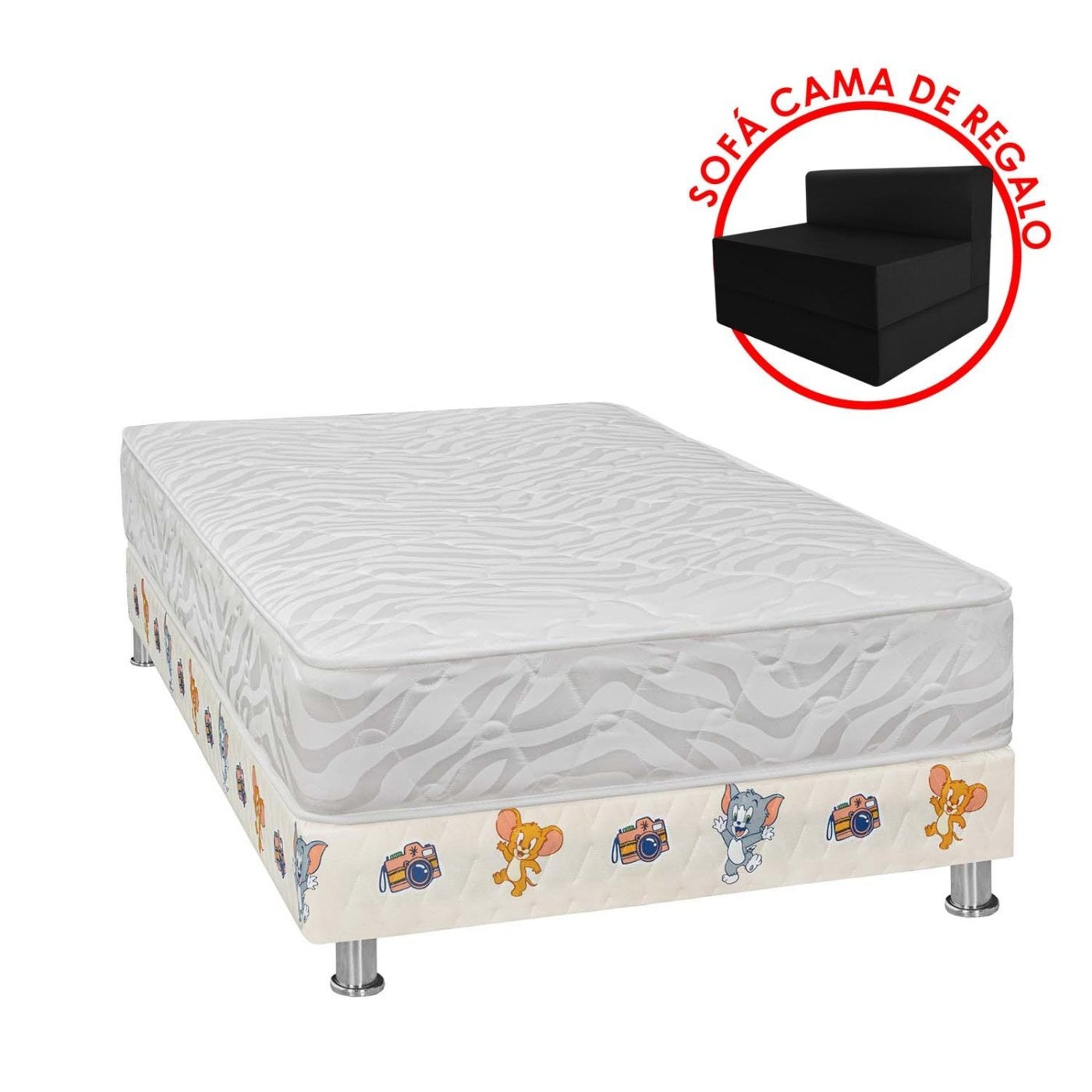 CAMA FORLI TOM & JERRY COLCHÓN BLANCO 1.5 PLAZAS - 1