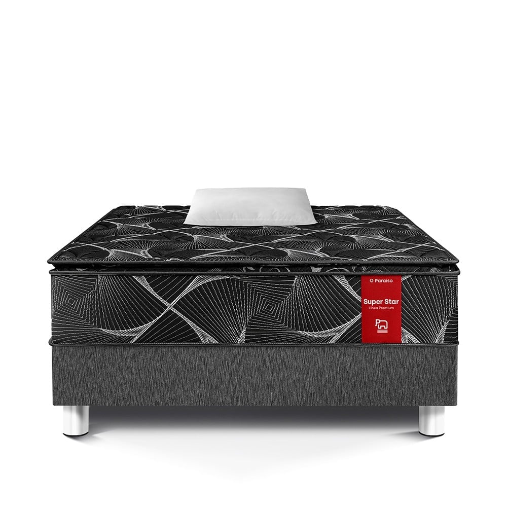 CAMA PARAÍSO SUPER STAR NEGRO 1.5 PLAZAS CHARCOAL - 3