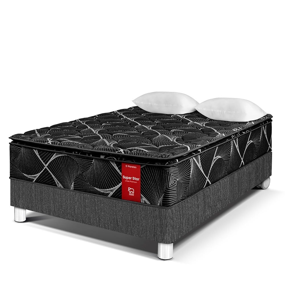 CAMA PARAÍSO SUPER STAR NEGRO 2 PLAZAS CHARCOAL - 1