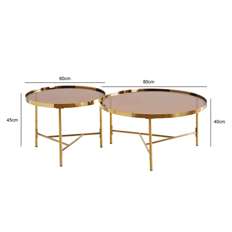 MESA CENTRO SALA RIPLEY HOME AMBAR DORADO SET X2 METAL - 3