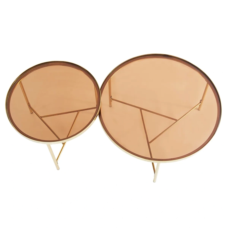 MESA CENTRO SALA RIPLEY HOME AMBAR DORADO SET X2 METAL - 5