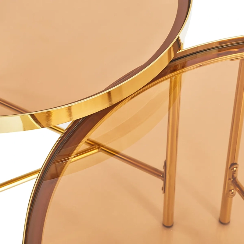MESA CENTRO SALA RIPLEY HOME AMBAR DORADO SET X2 METAL - 6