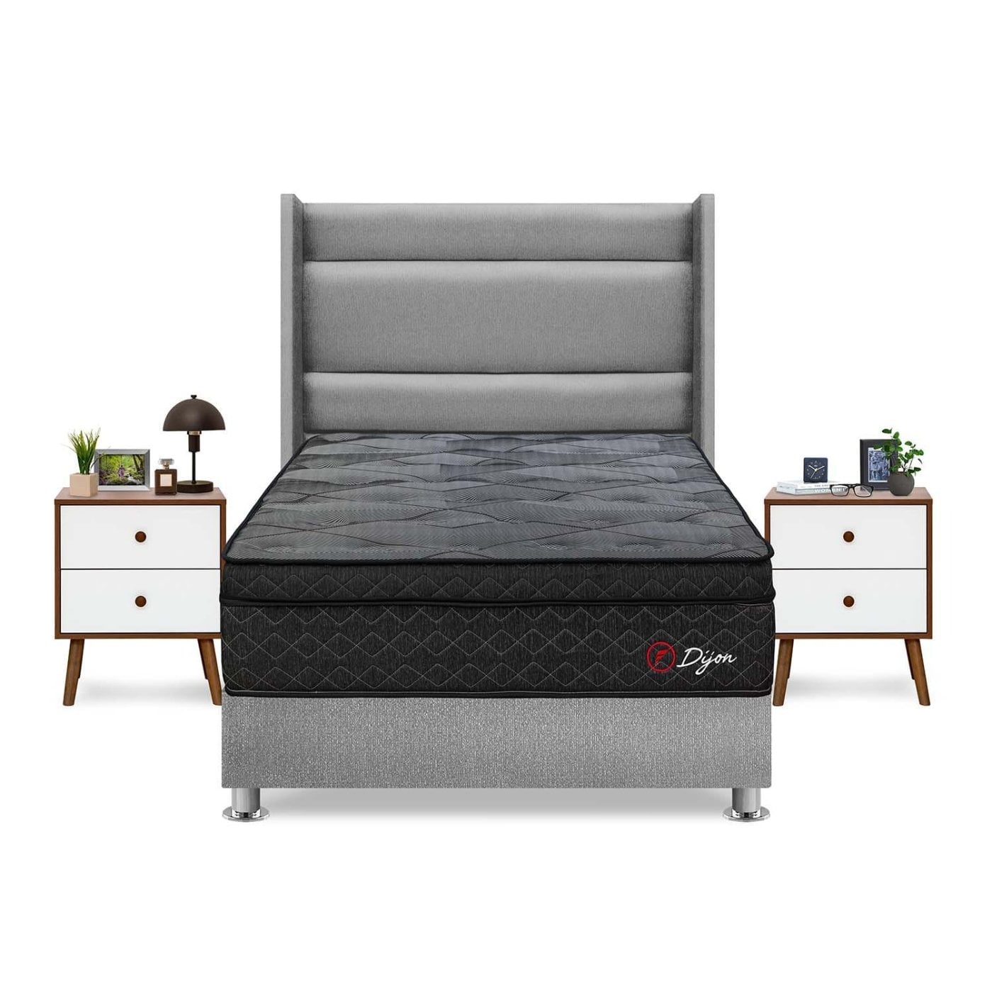 DORMITORIO AMERICANO FORLI DIJON 2 PLAZAS + CABECERA DE LUXE LÍNEA + VELADOR - 1