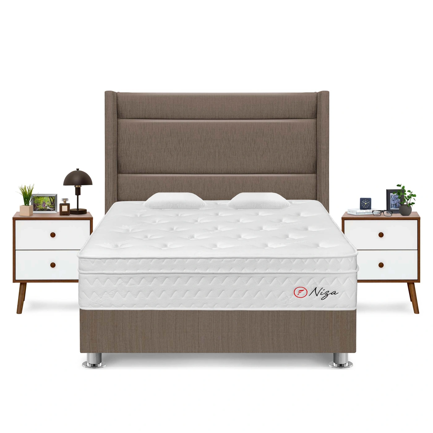 DORMITORIO AMERICANO FORLI NIZA QUEEN + CABECERA DE LUXE LÍNEA + VELADOR - 1
