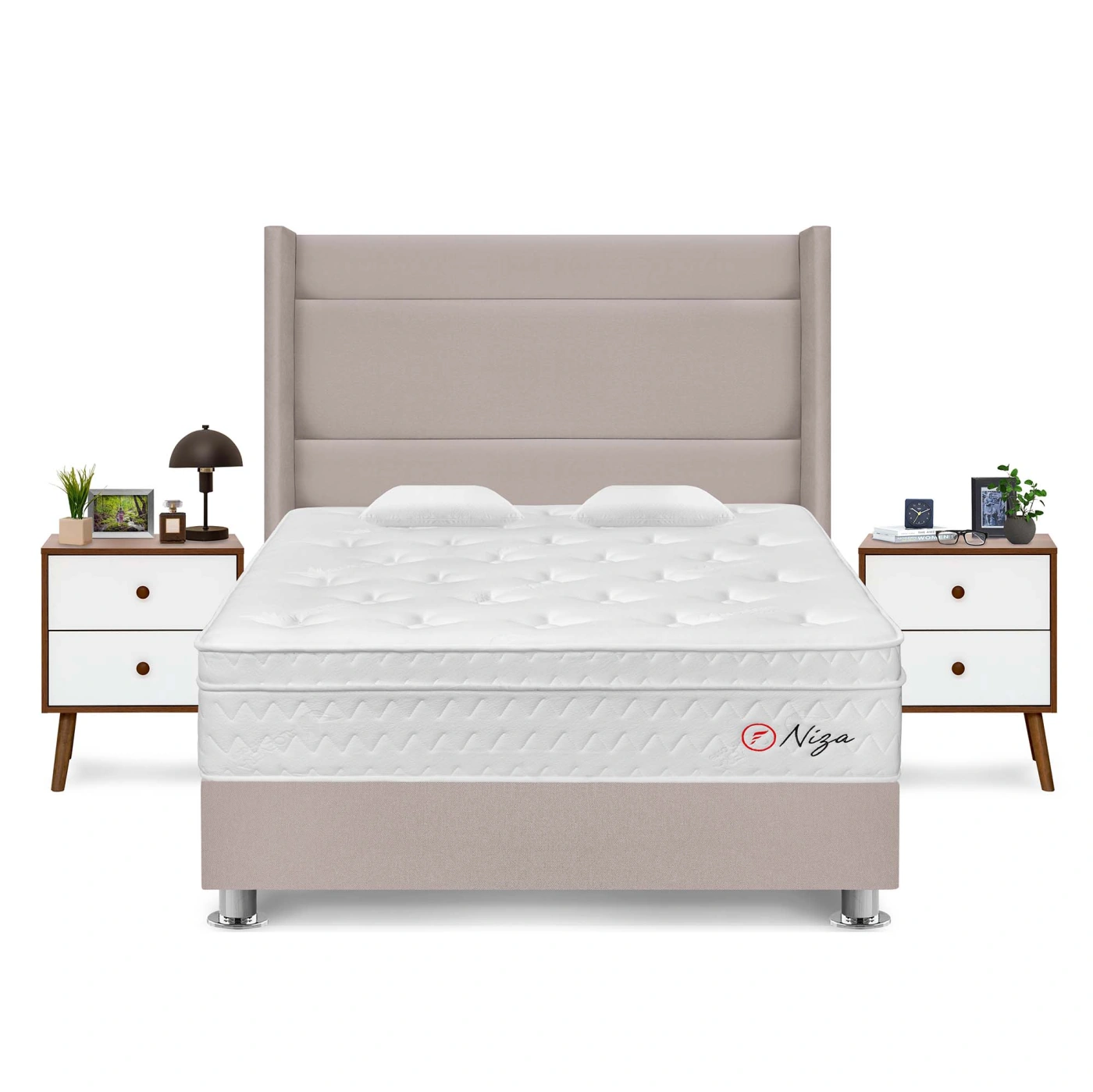 DORMITORIO AMERICANO FORLI NIZA QUEEN + CABECERA DE LUXE LÍNEA + VELADOR - 1