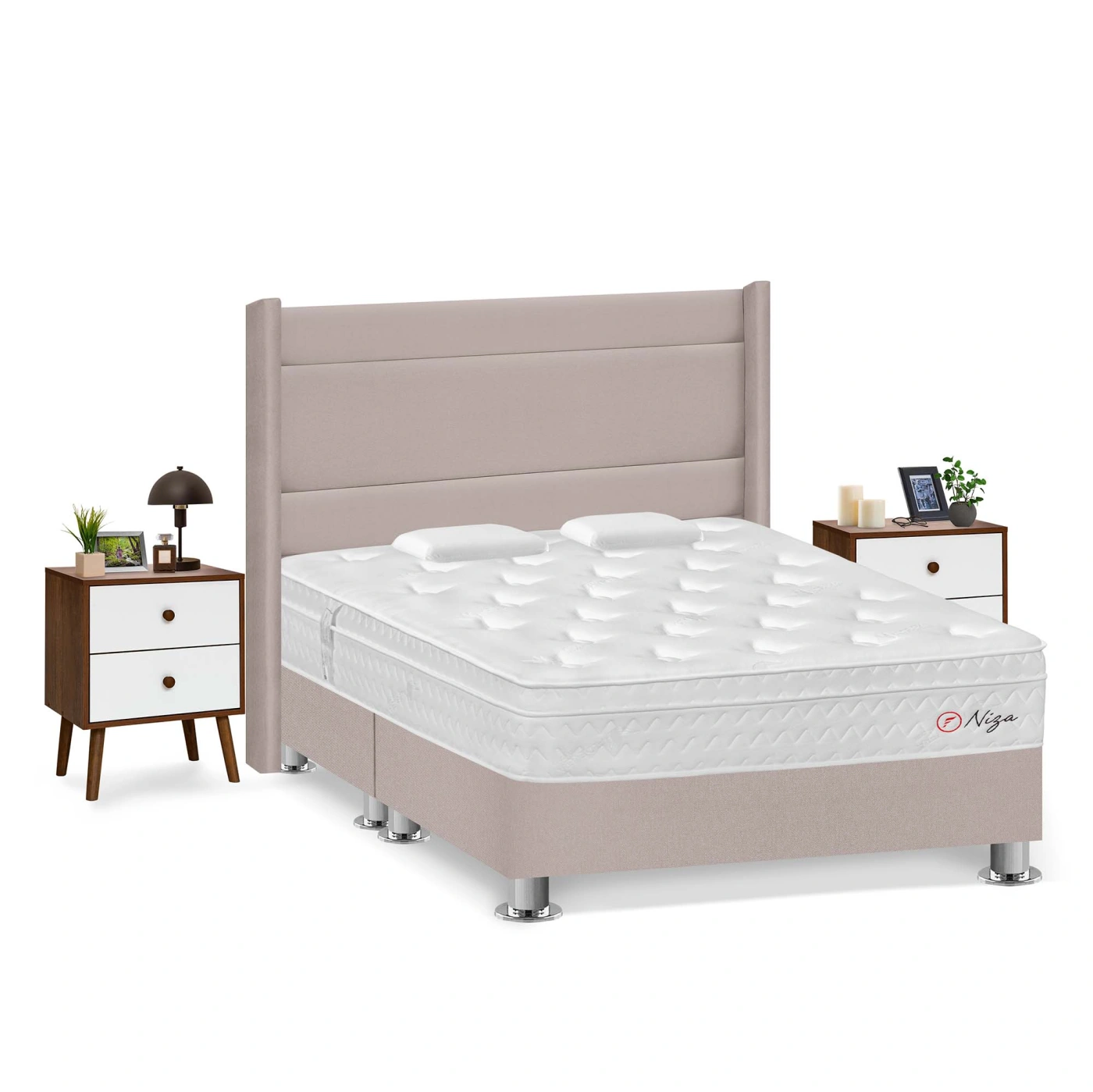 DORMITORIO AMERICANO FORLI NIZA QUEEN + CABECERA DE LUXE LÍNEA + VELADOR - 2