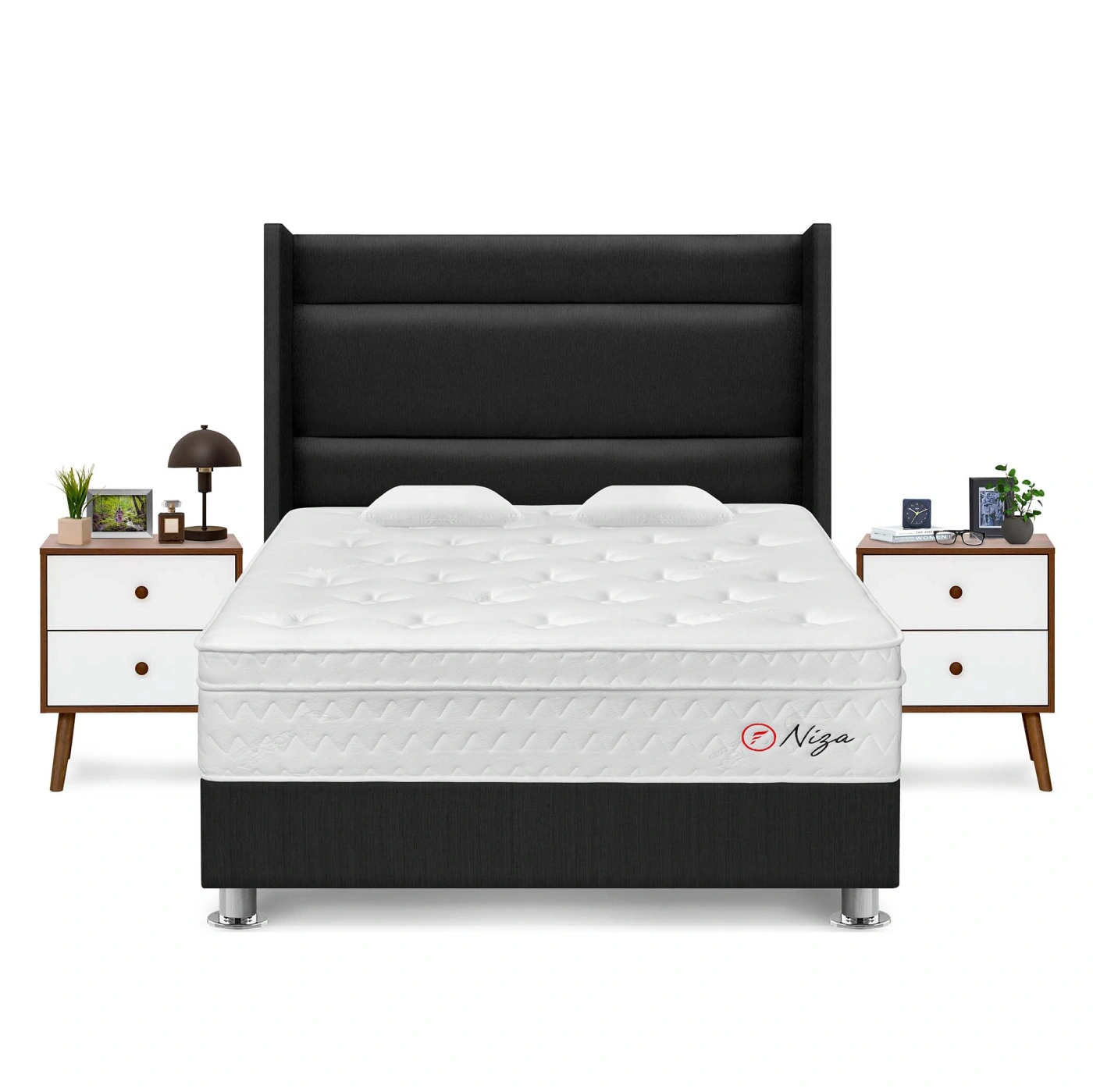 DORMITORIO AMERICANO FORLI NIZA QUEEN + CABECERA DE LUXE LÍNEA + VELADOR - 1