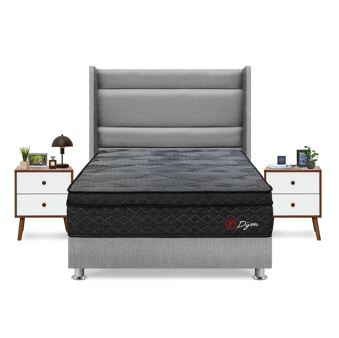 DORMITORIO AMERICANO FORLI DIJON QUEEN + CABECERA DE LUXE LÍNEA + VELADOR - 1