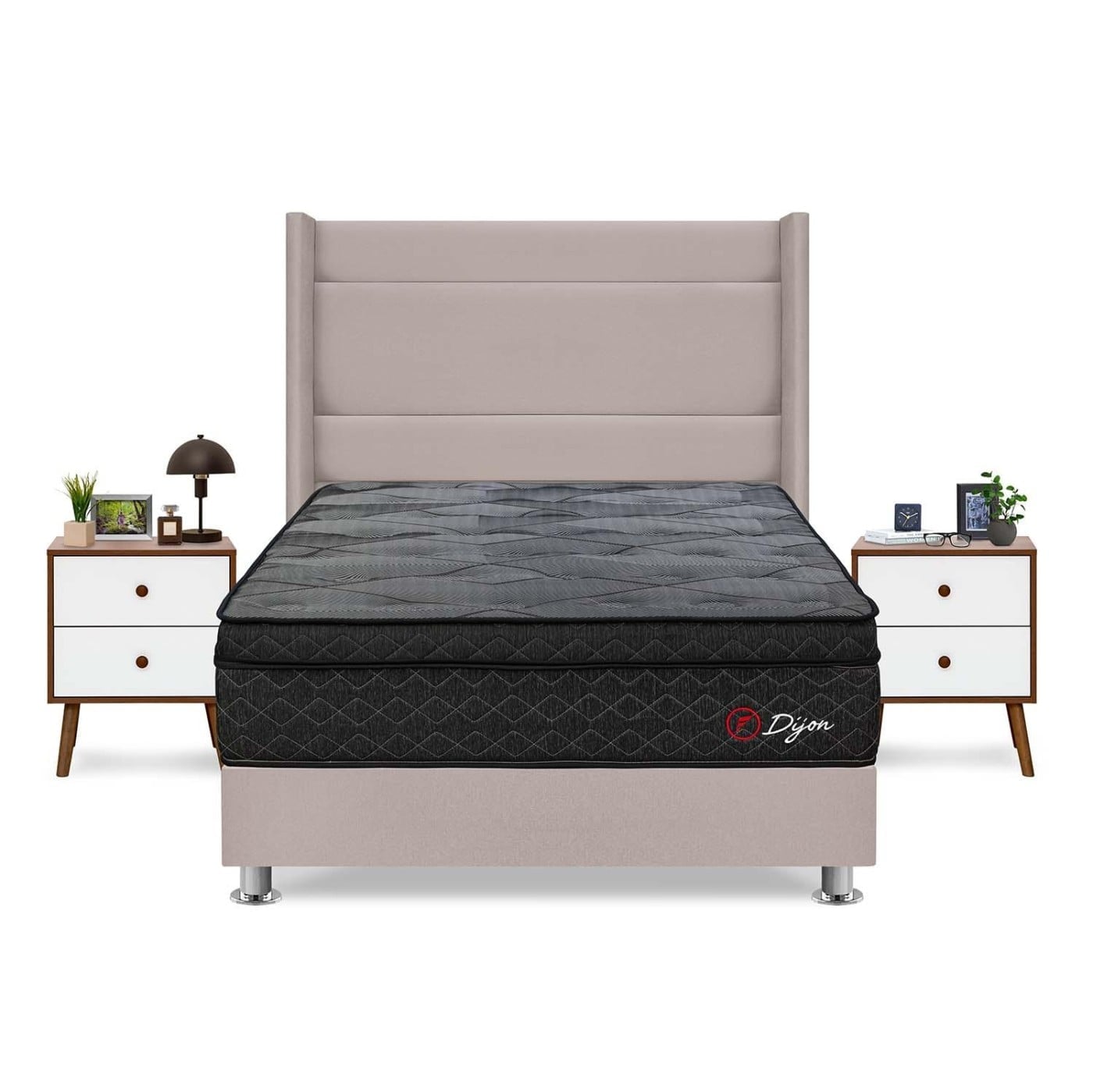 DORMITORIO AMERICANO FORLI DIJON QUEEN + CABECERA DE LUXE LÍNEA + VELADOR - 1
