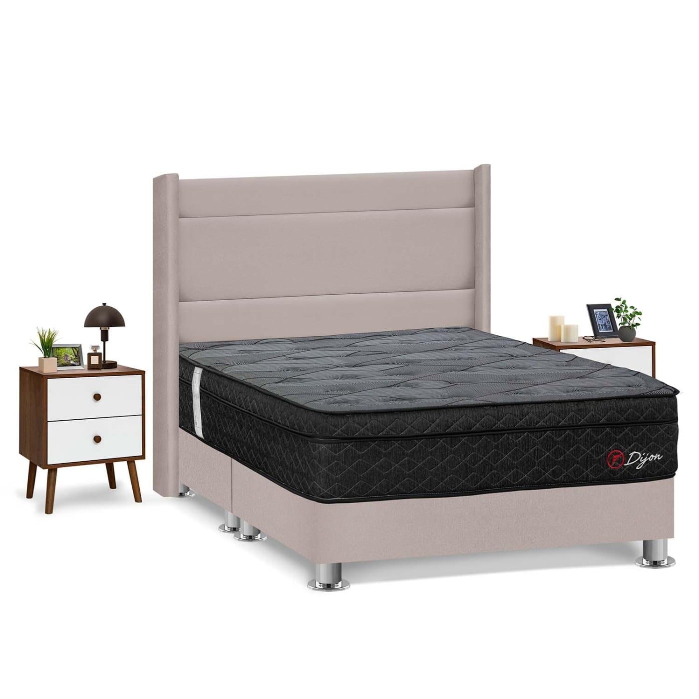 DORMITORIO AMERICANO FORLI DIJON QUEEN + CABECERA DE LUXE LÍNEA + VELADOR - 2