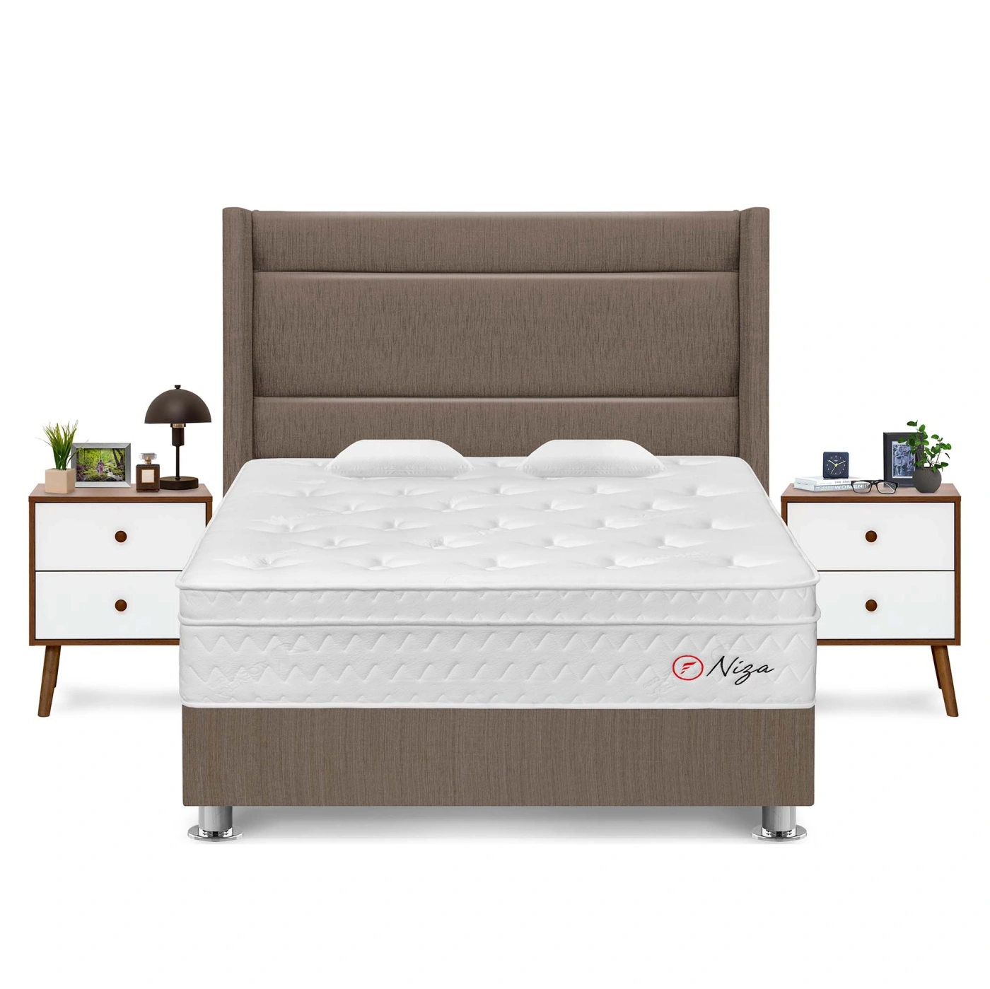DORMITORIO AMERICANO FORLI NIZA KING + CABECERA DE LUXE LÍNEA + VELADOR - 1