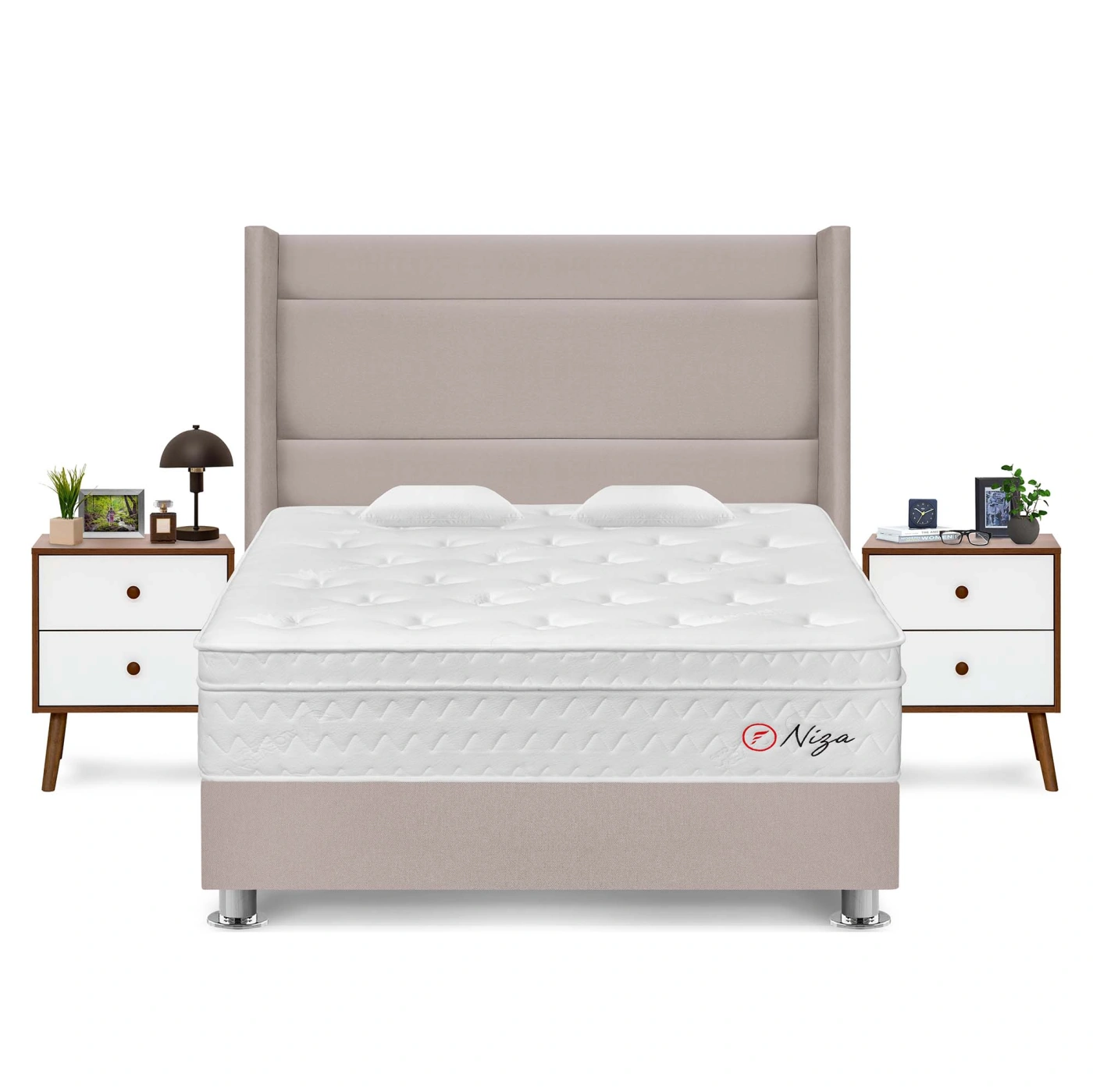 DORMITORIO AMERICANO FORLI NIZA KING + CABECERA DE LUXE LÍNEA + VELADOR - 1