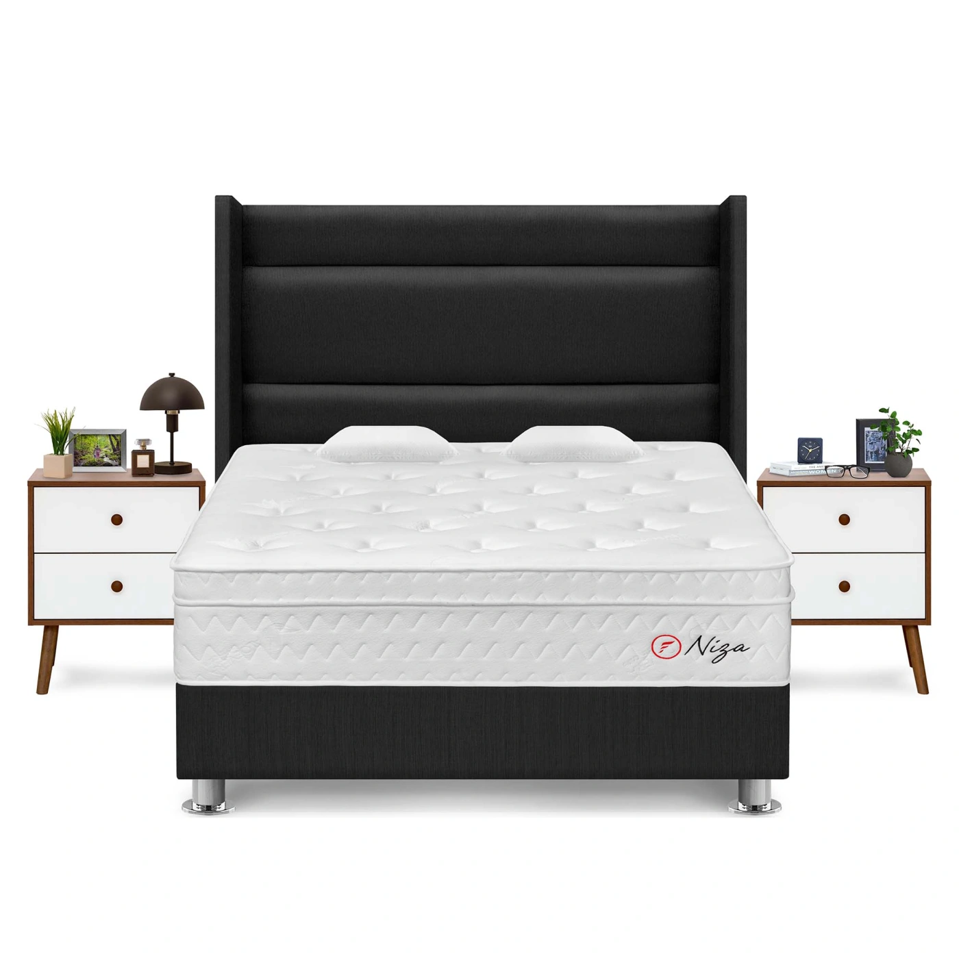 DORMITORIO AMERICANO FORLI NIZA KING + CABECERA DE LUXE LÍNEA + VELADOR - 1