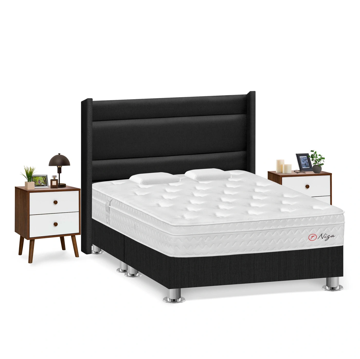 DORMITORIO AMERICANO FORLI NIZA KING + CABECERA DE LUXE LÍNEA + VELADOR - 2