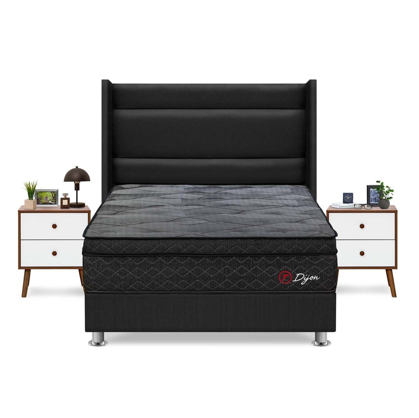 DORMITORIO AMERICANO FORLI DIJON KING + CABECERA DE LUXE LÍNEA + VELADOR - 1
