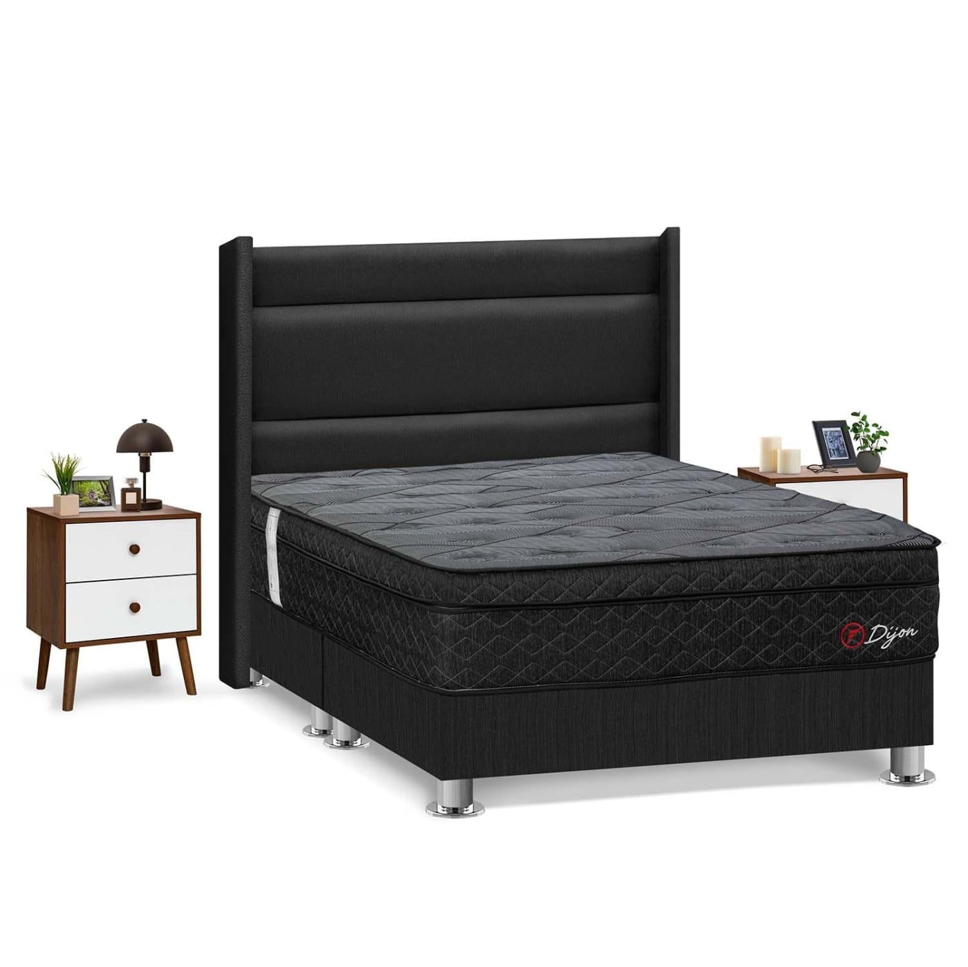 DORMITORIO AMERICANO FORLI DIJON KING + CABECERA DE LUXE LÍNEA + VELADOR - 2