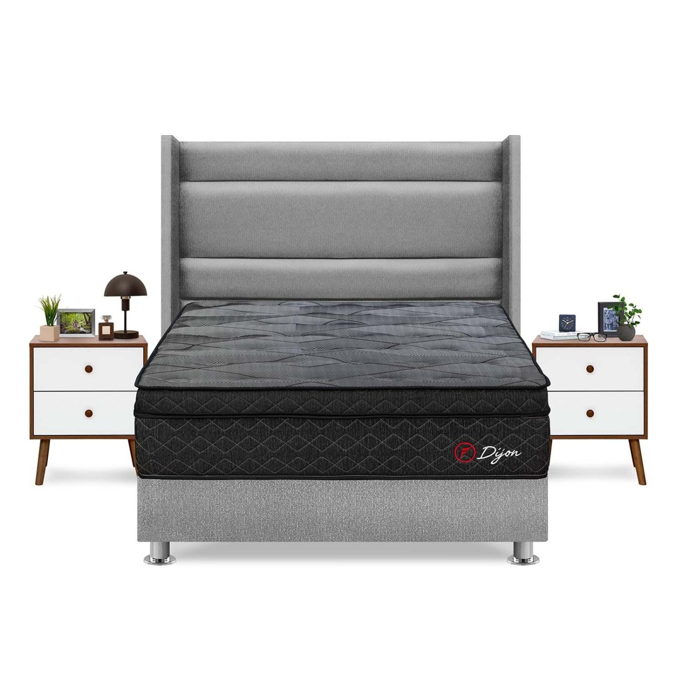 DORMITORIO AMERICANO FORLI DIJON KING + CABECERA DE LUXE LÍNEA + VELADOR - 1