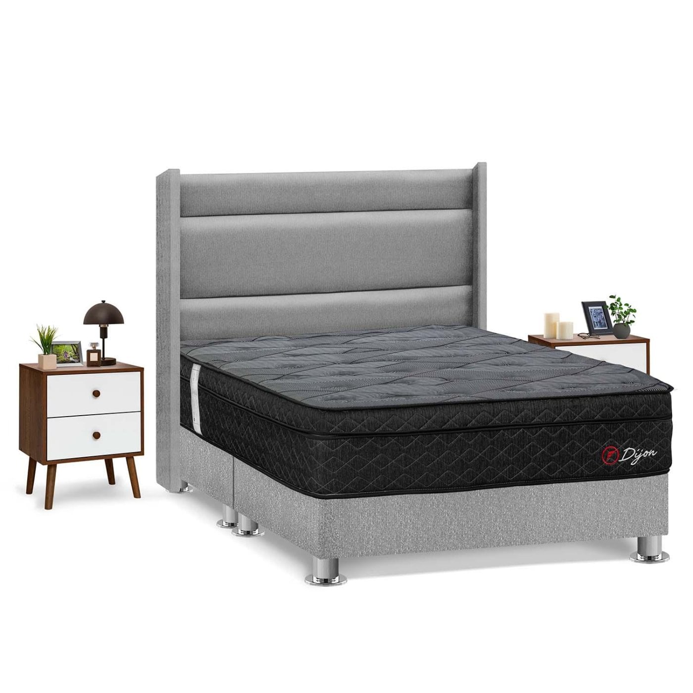 DORMITORIO AMERICANO FORLI DIJON KING + CABECERA DE LUXE LÍNEA + VELADOR - 2