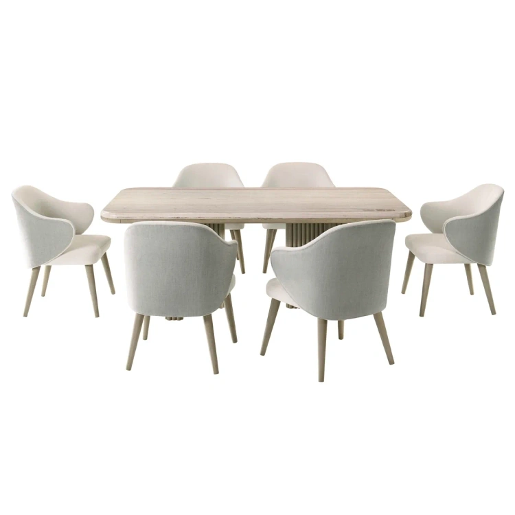 JUEGO COMEDOR MAISON LINETT CELINE 6 SILLAS BEIGE - 2
